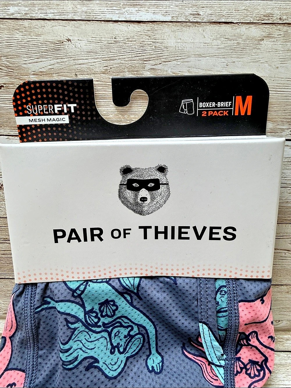 Pair of Thieves SuperFit Boxer Briefs 2-Pack Floral Blue & Pink Medium NEW